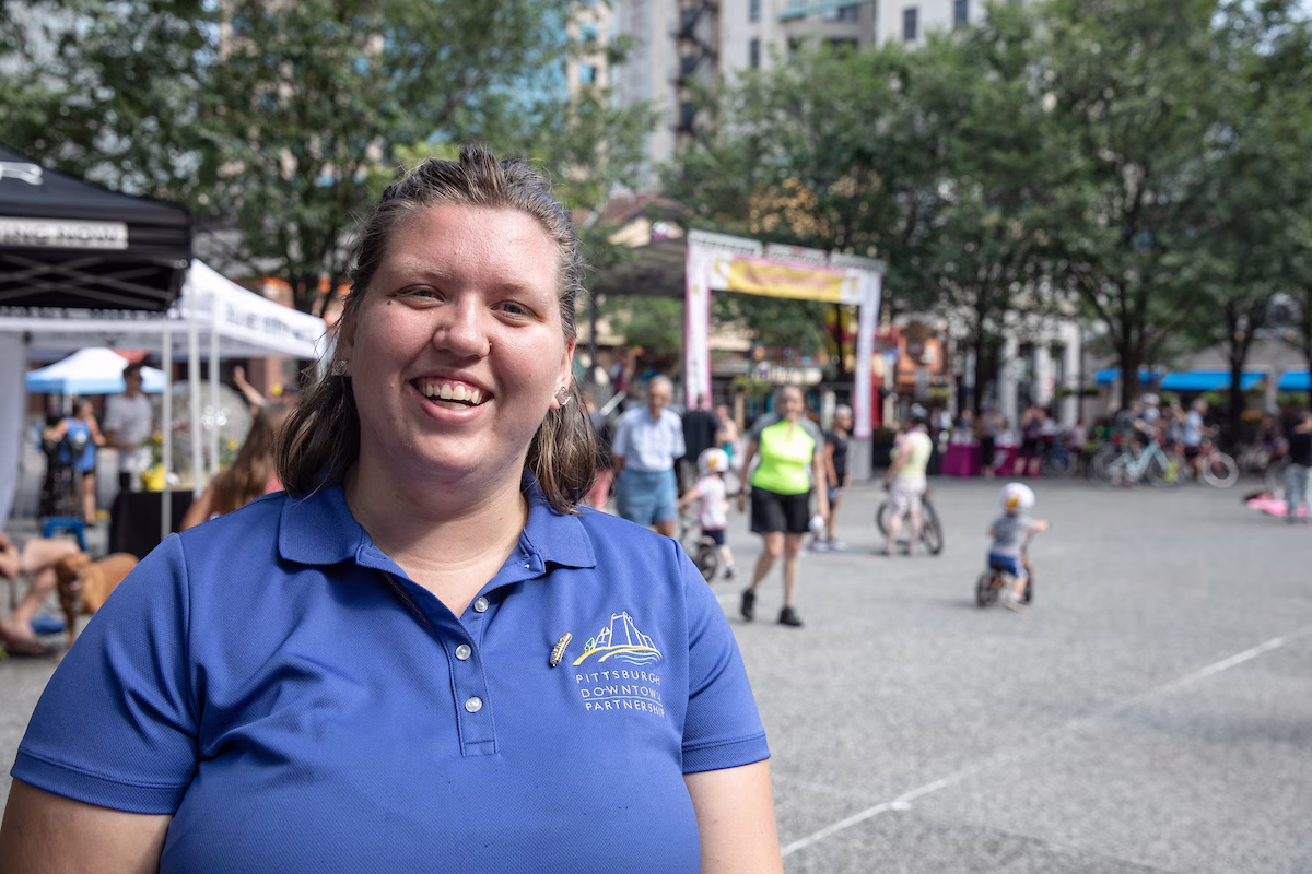 A park ambassador standing in Market Square.
